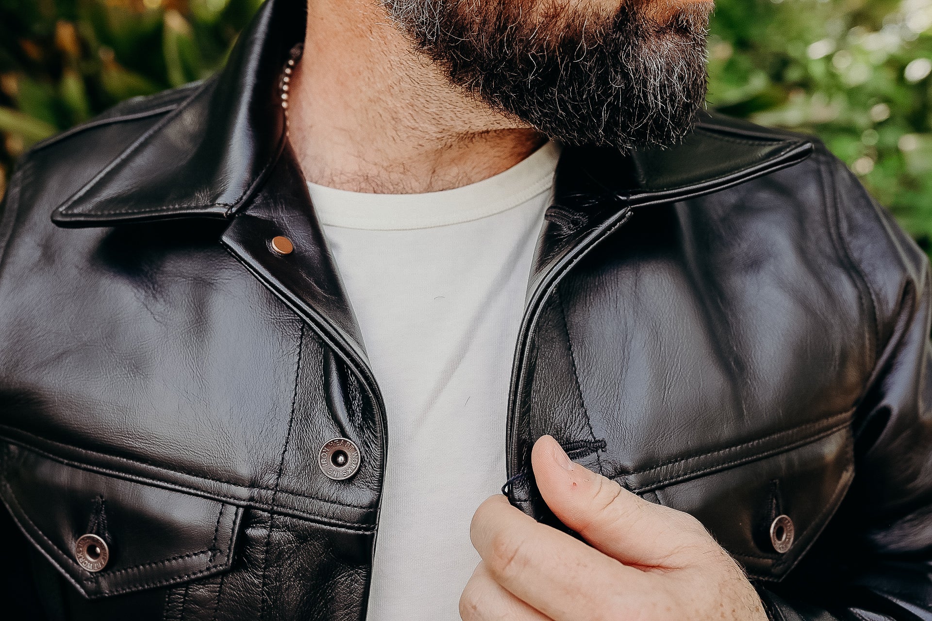 IHJ-64-BLK Iron Heart Japanese Horsehide Modified Type III Jacket - Black (Tea-Core Dyed)