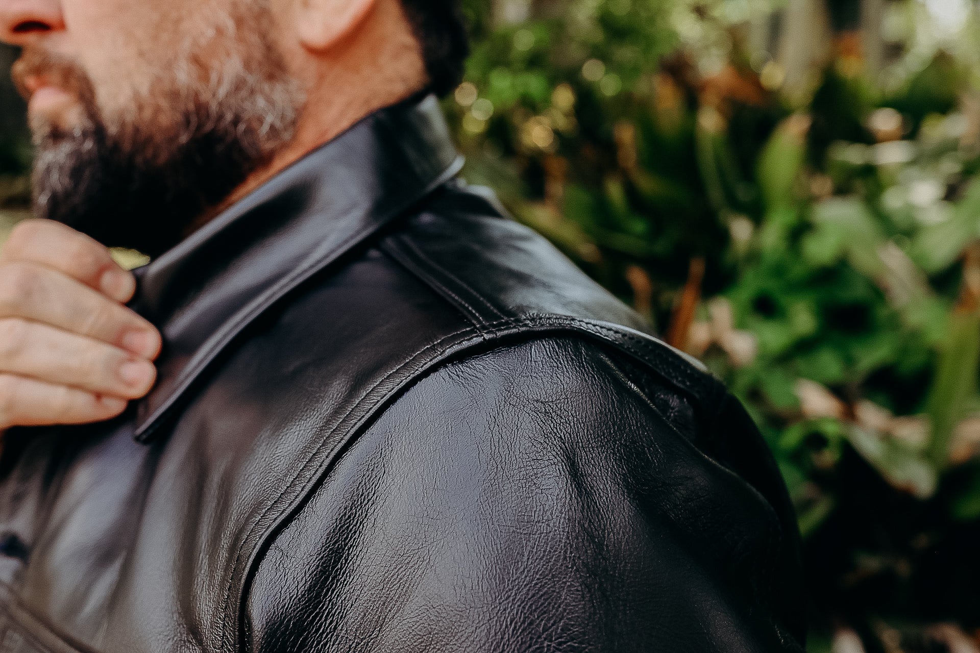 IHJ-64-BLK Iron Heart Japanese Horsehide Modified Type III Jacket - Black (Tea-Core Dyed)